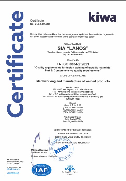 Lanos ISO certificate